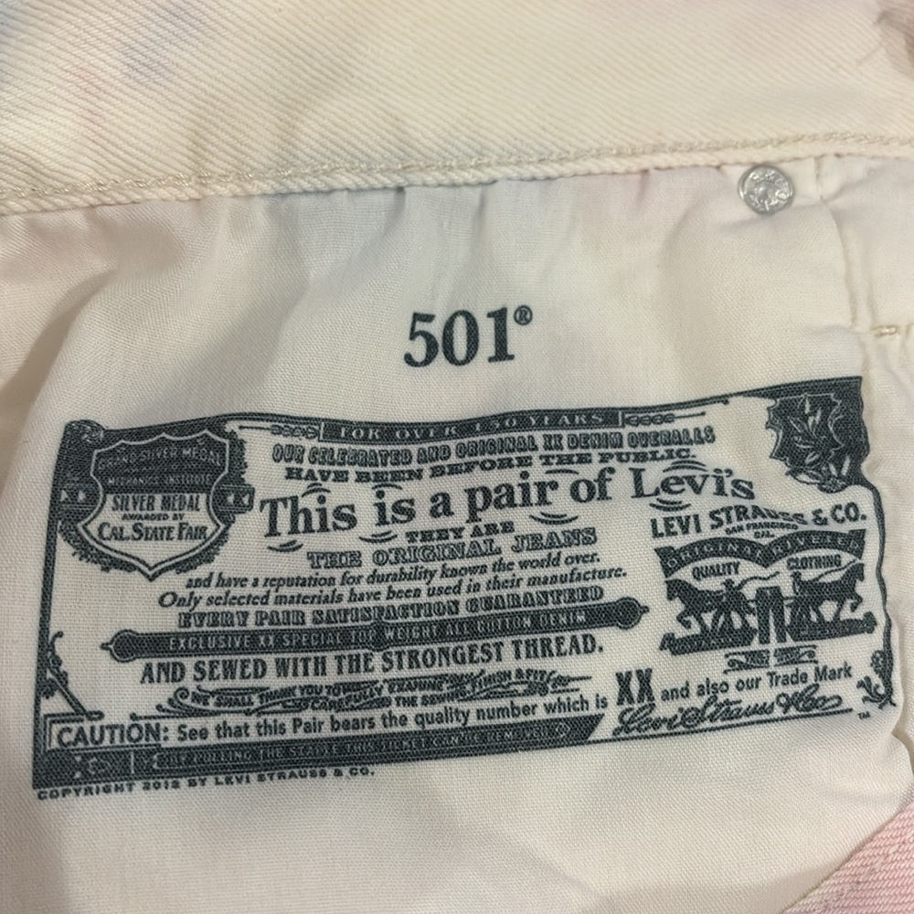 Levi’s 501 Denim Jean Shorts Cutoff Pink and Blue Tie-Dye Size 33 - Picture 6 of 7